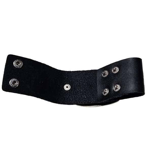 Everything Happens for a Reason Black Leather Gold Tone Wrap Bracelet Button - Picture 3 of 4